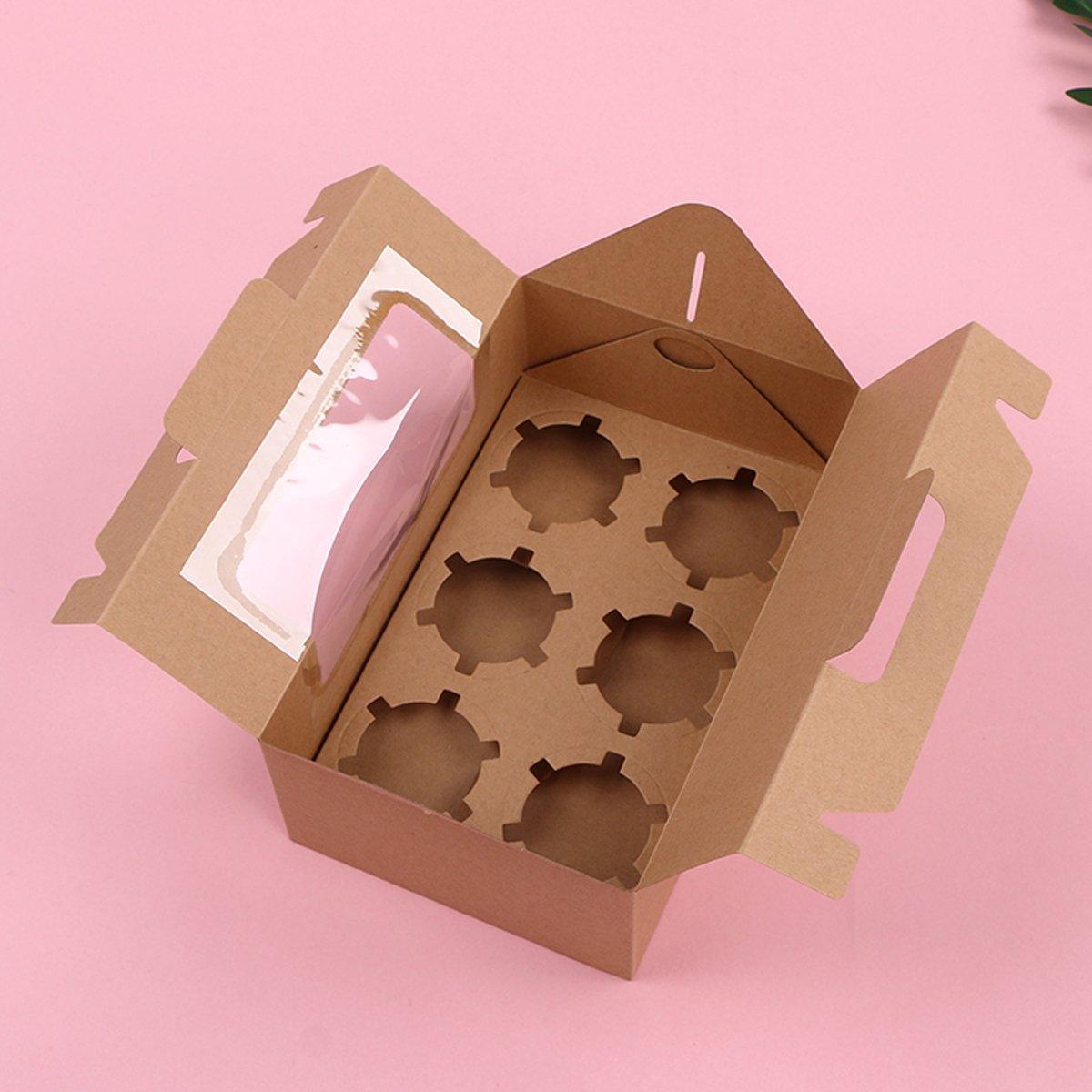 25pcs Portable Cupcake Packaging Box with Transparent Window for Easy Opening - Marble-4Cup 5