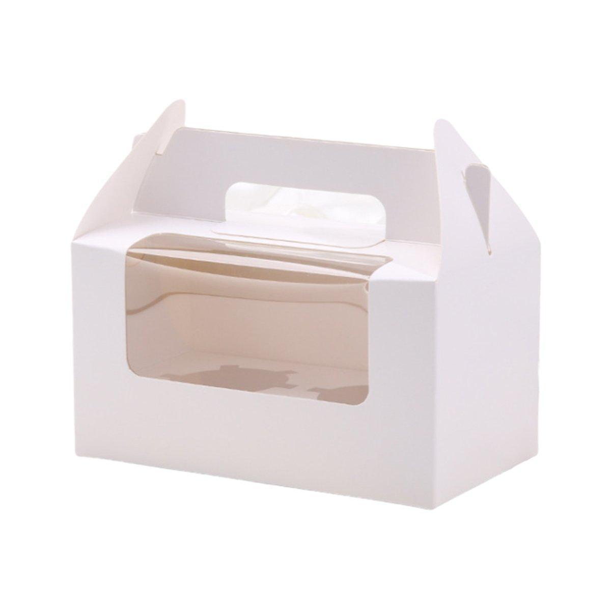 25pcs Portable Cupcake Packaging Box with Transparent Window for Easy Opening - Marble-4Cup 6