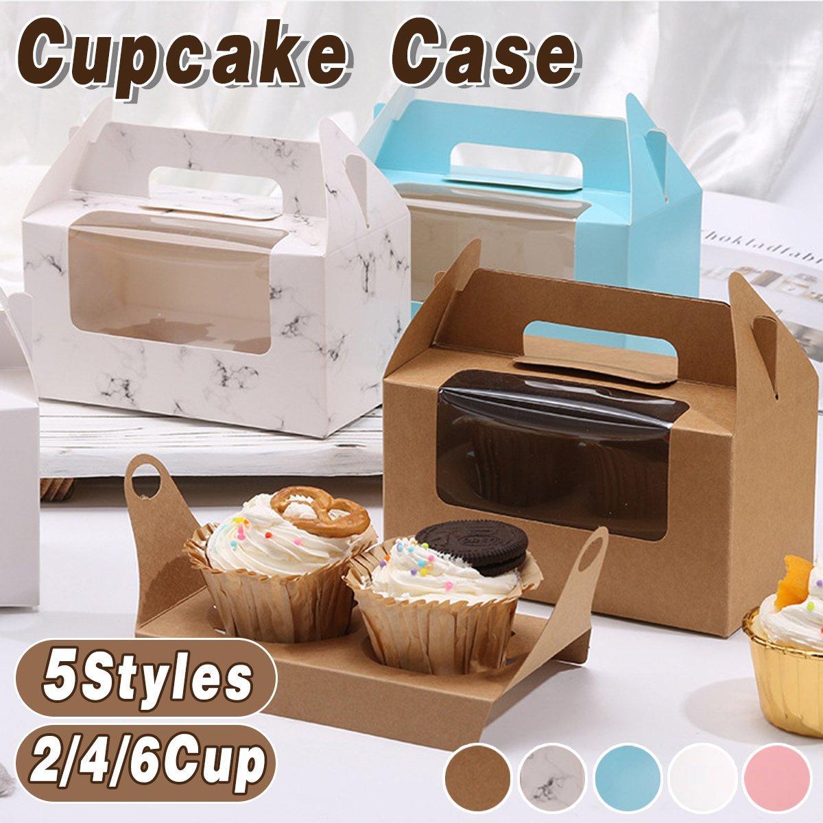 25pcs Portable Cupcake Packaging Box with Transparent Window for Easy Opening - Pink-4Cup