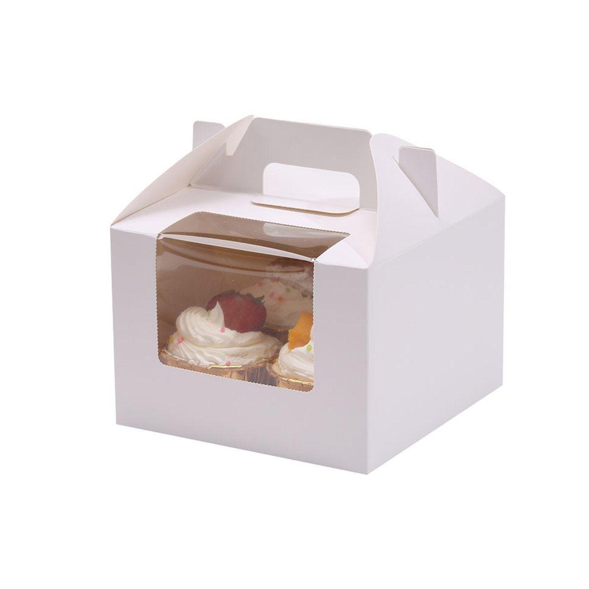 25pcs Portable Cupcake Packaging Box with Transparent Window for Easy Opening - White-6Cup 11