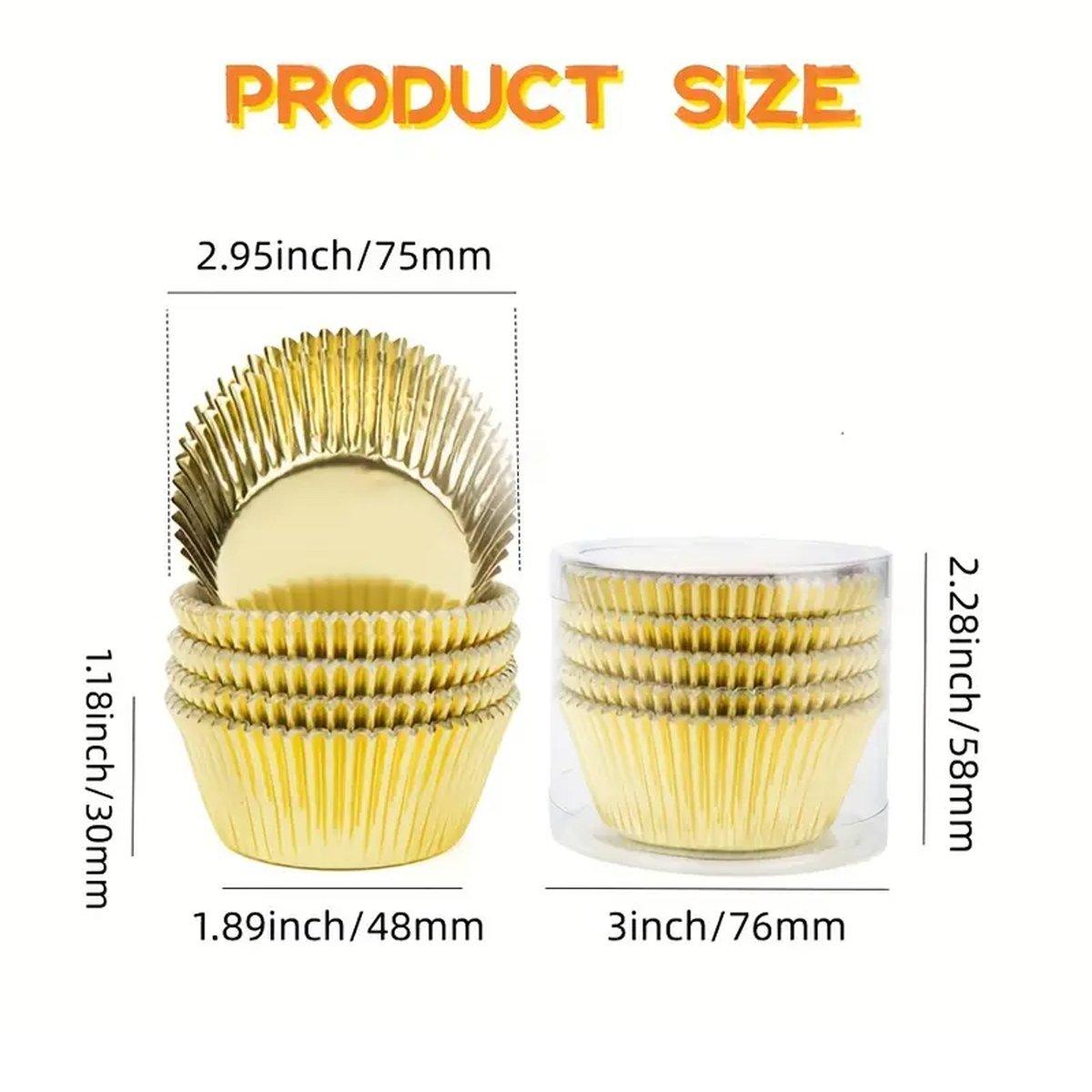 200 Pcs Colored Baking Paper Cupcake Trays Muffin Liners for Party Baking - Gold 3