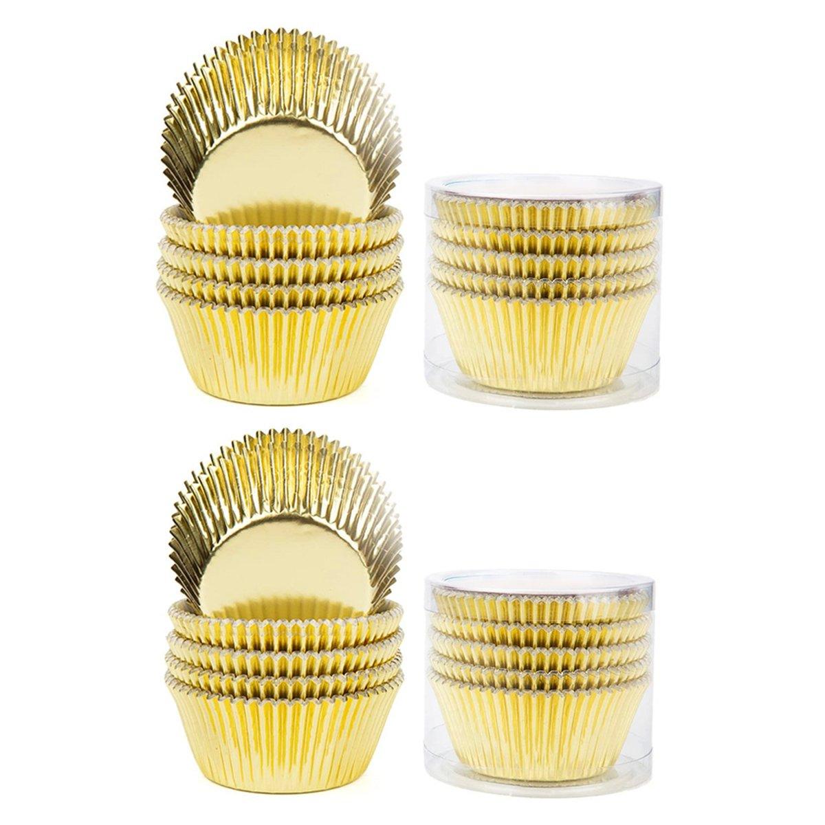 200 Pcs Colored Baking Paper Cupcake Trays Muffin Liners for Party Baking - Gold 6