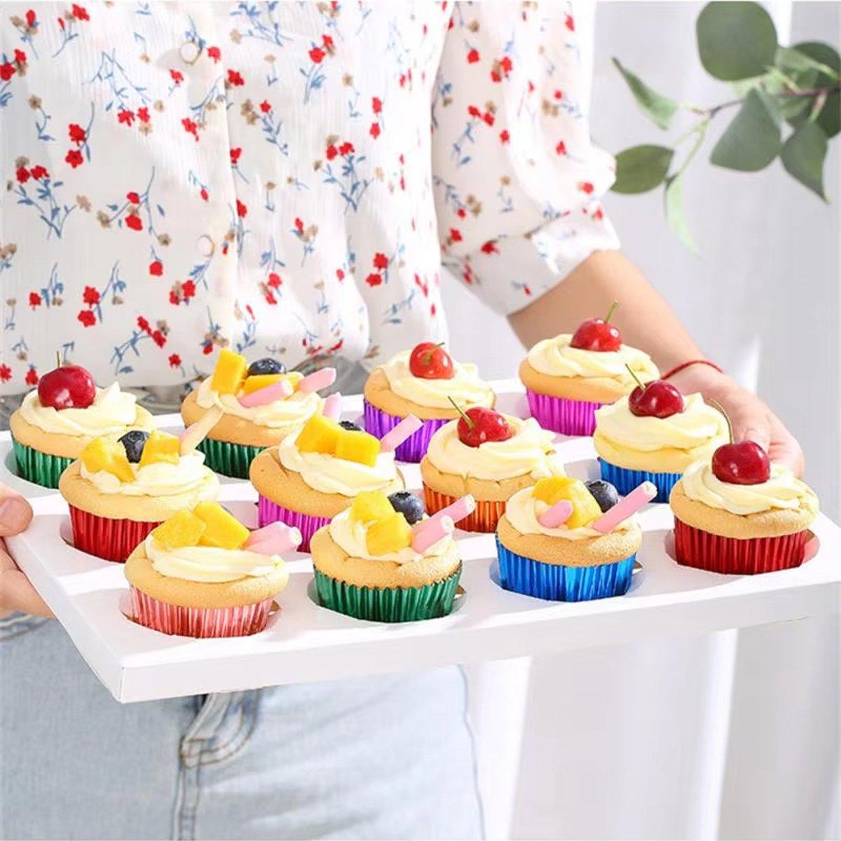 200 Pcs Colored Baking Paper Cupcake Trays Muffin Liners for Party Baking - Pink 5