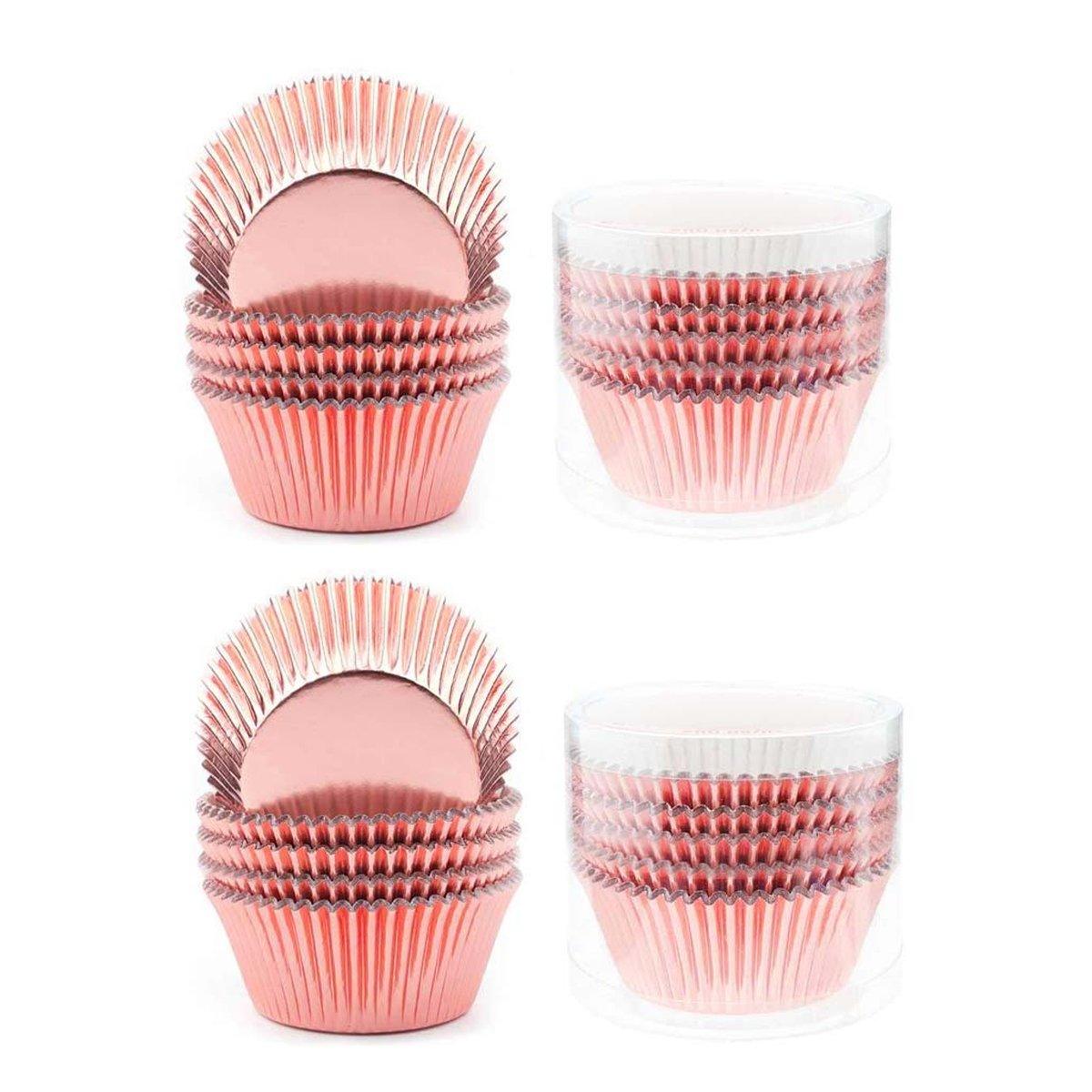 200 Pcs Colored Baking Paper Cupcake Trays Muffin Liners for Party Baking - Rose Gold 8