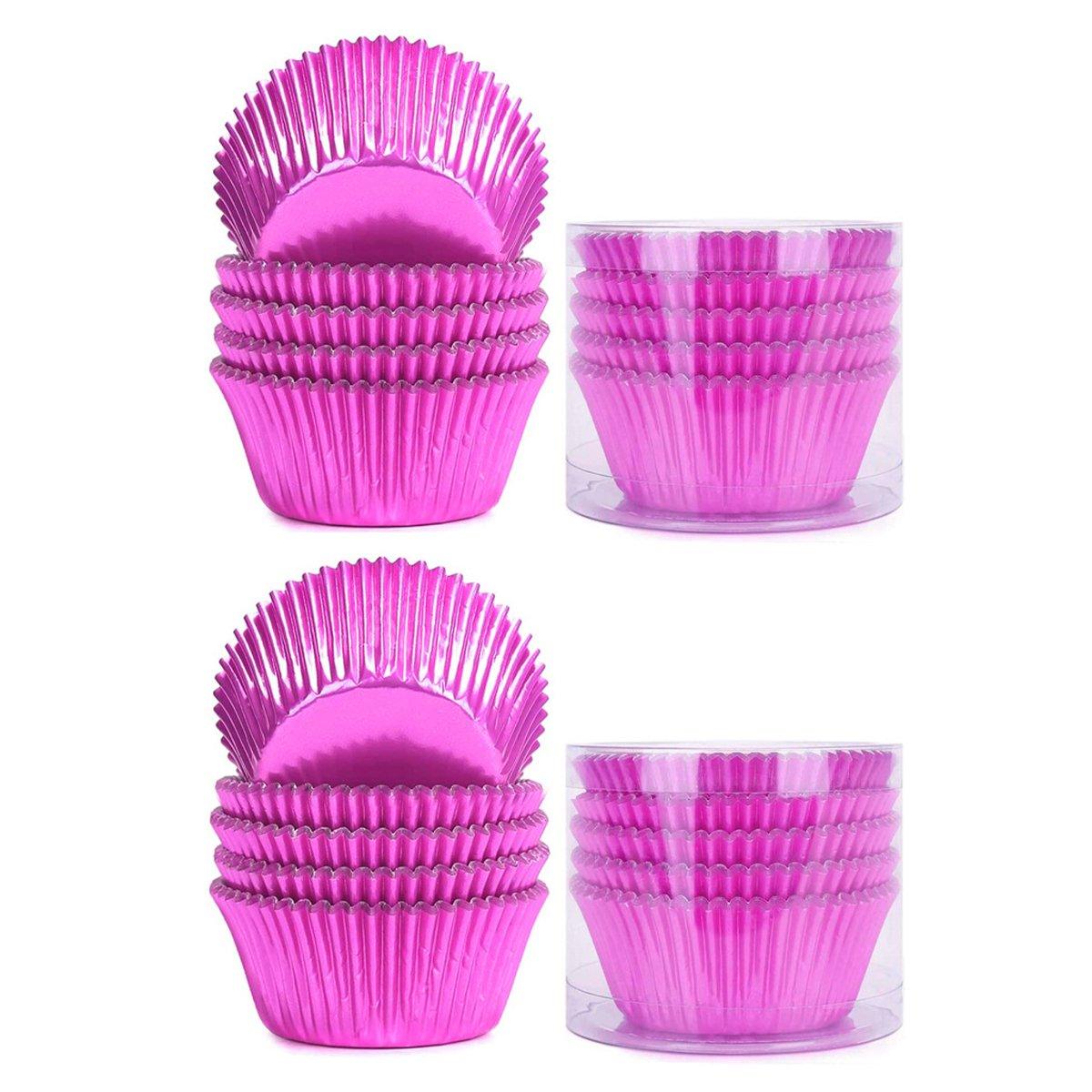 200 Pcs Colored Baking Paper Cupcake Trays Muffin Liners for Party Baking - Rose Gold 9