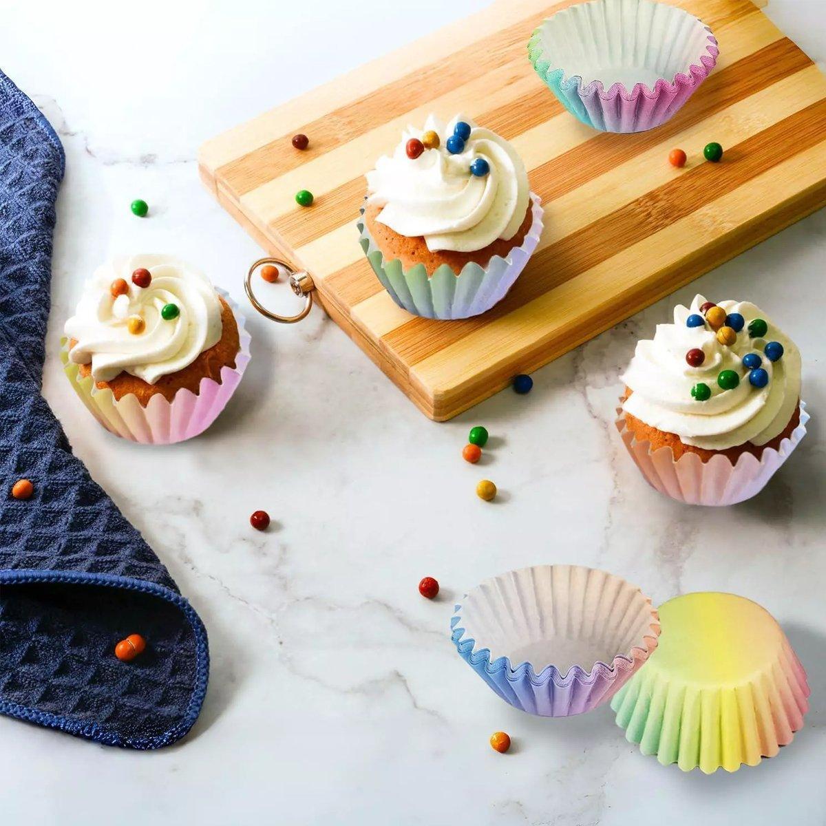 300pcs Gradient Colour Cupcake Paper Cases Baking Moulds Muffin Liners Set 4