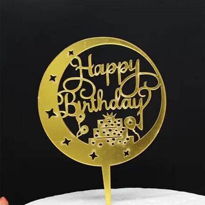 Happy Birthday Acrylic Cake Topper Cake Decoration Golden Silver Party - Pink-Heart 11
