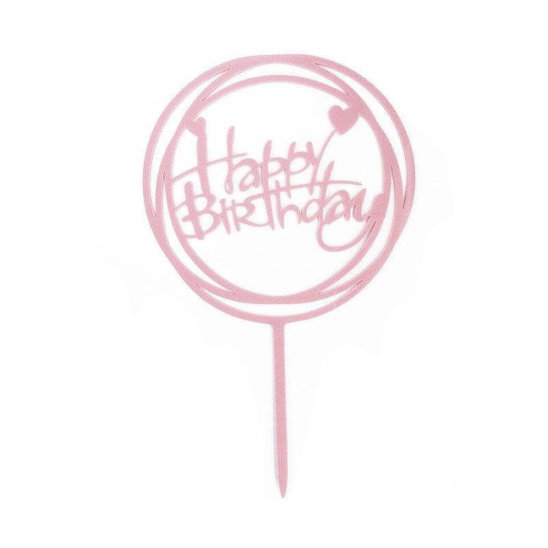 Happy Birthday Acrylic Cake Topper Cake Decoration Golden Silver Party - Black-Street lamp couple