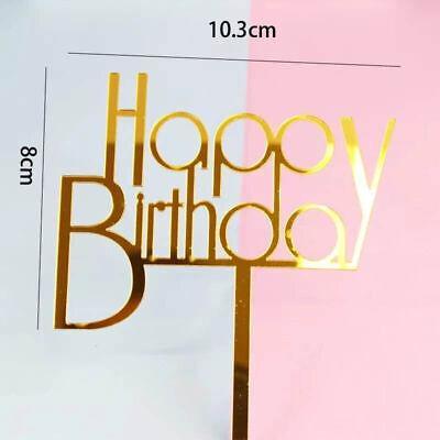 Happy Birthday Acrylic Cake Topper Cake Decoration Golden Silver Party - Rose Gold-Birthday (B) 9