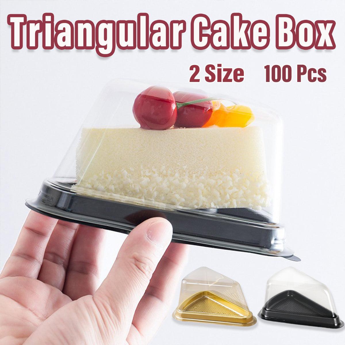 100pcs Triangle Cake Boxes for Bakery Packaging Pastry Gift Boxes for Parties - Gold-8x15x7cm
