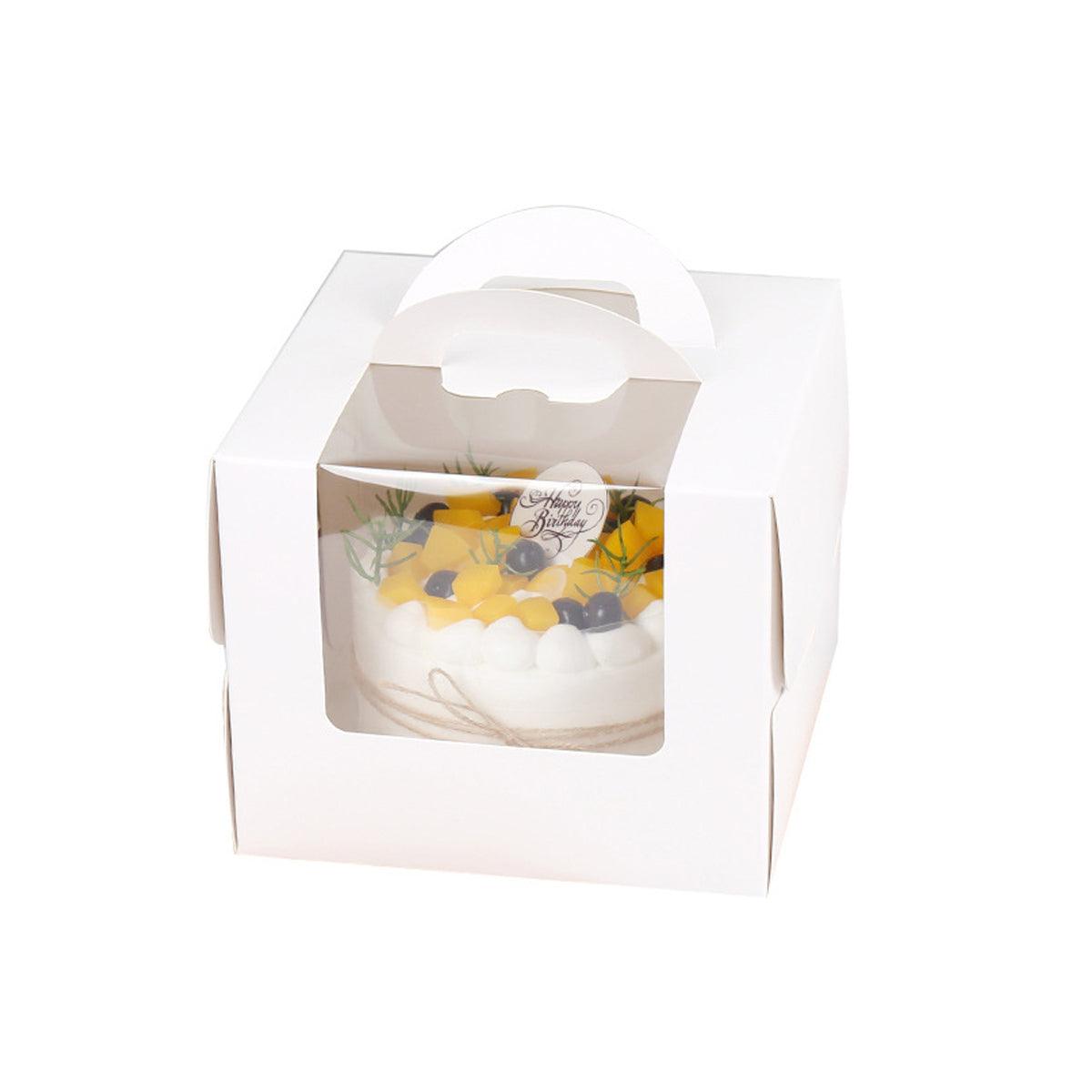 50pcs Portable Cake Boxes with Open Window for Birthday Party Cake Packaging - 4inch 6