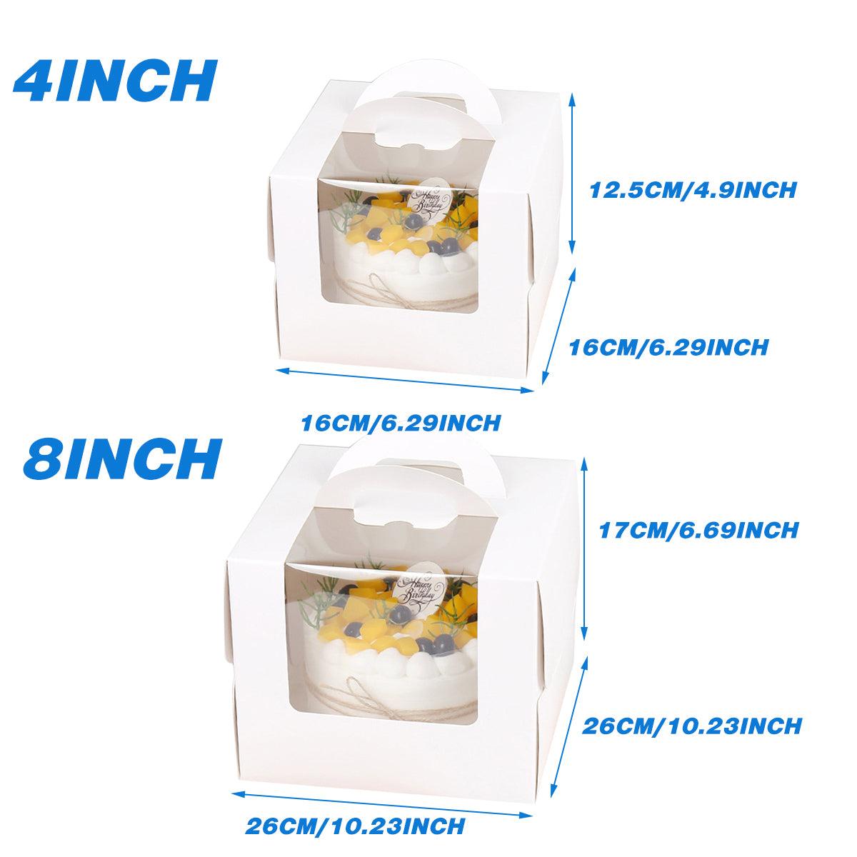 50pcs Portable Cake Boxes with Open Window for Birthday Party Cake Packaging - 8inch 3