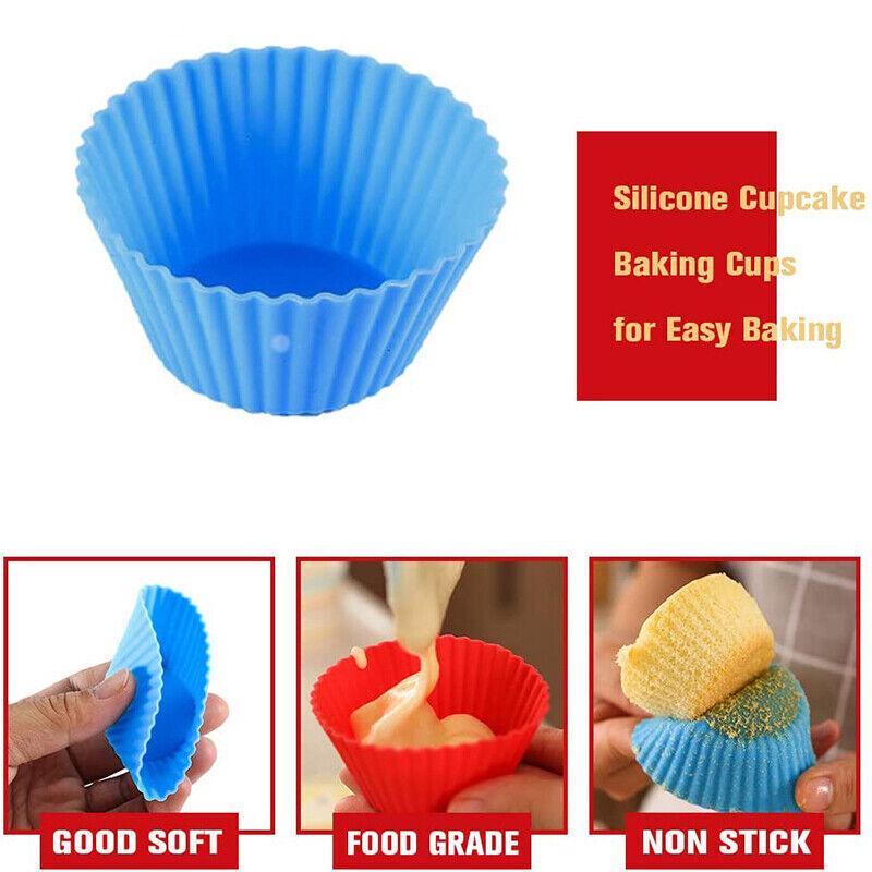 20x Round Cup Cake Baking Mould Silicone Muffin Cups DIY 3