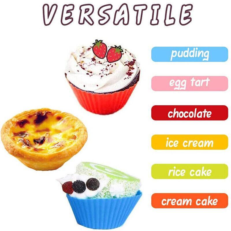 20x Round Cup Cake Baking Mould Silicone Muffin Cups DIY 4