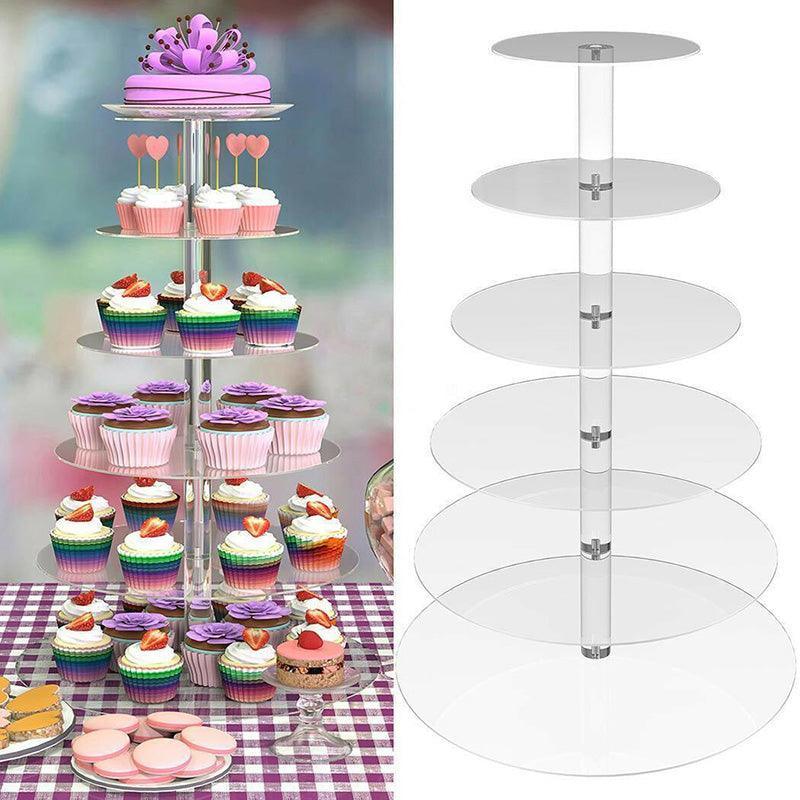 Acrylic Cupcake Tower 3 4 5 6 7 Tier Clear Cake Stand for Wedding Party - 4 Tiers 5
