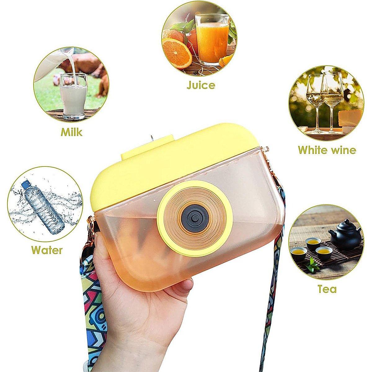Plastic Camera Straw Mug Backpack Leak Proof Outdoor Travel Mug Hiking Camping 4