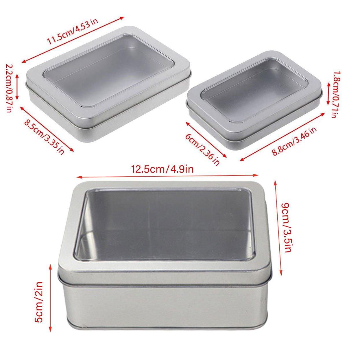 10pcs Metal Iron Box with Open Window Storage Rectangle Packaging Containers - 12.5x9x5cm 3