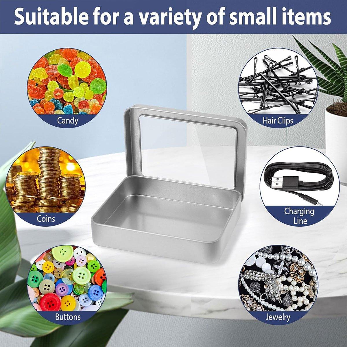 10pcs Metal Iron Box with Open Window Storage Rectangle Packaging Containers - 12.5x9x5cm 4