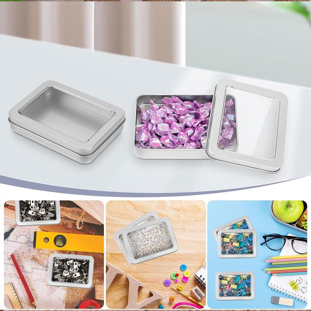 10pcs Metal Iron Box with Open Window Storage Rectangle Packaging Containers - 12.5x9x5cm 5