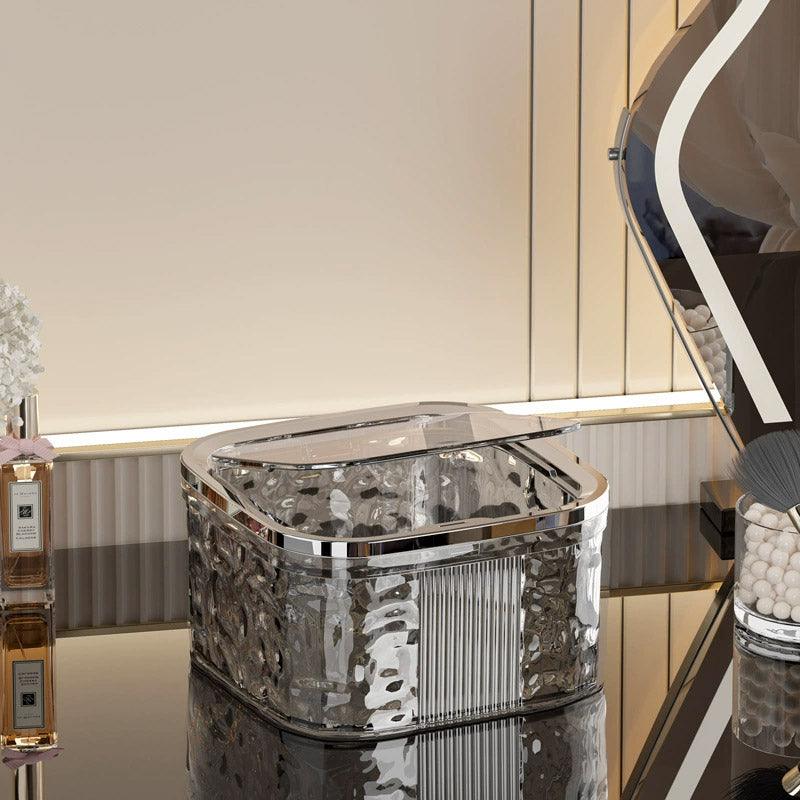 Desktop Mini Trash Can Small Waste Bin Storage Bucket for Office Kitchen Home - Grey-S 4