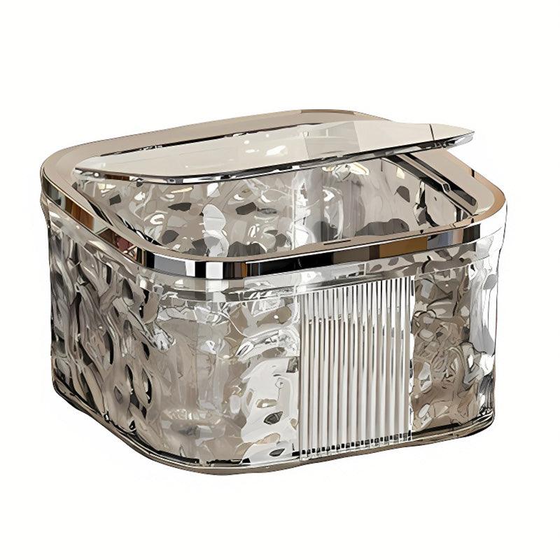 Desktop Mini Trash Can Small Waste Bin Storage Bucket for Office Kitchen Home - Grey-S 6