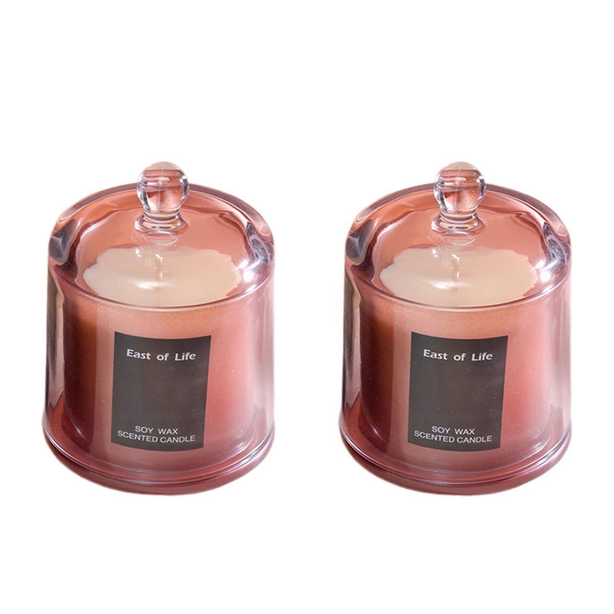 2Pcs Smokeless Glass Aromatherapy Candles Scented Gift Set for Relaxation - Lime Basil 8
