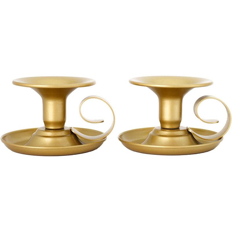 2pcs European Iron Candle Holders for Candlelight Dinner Decorative Lighting - Gold 7