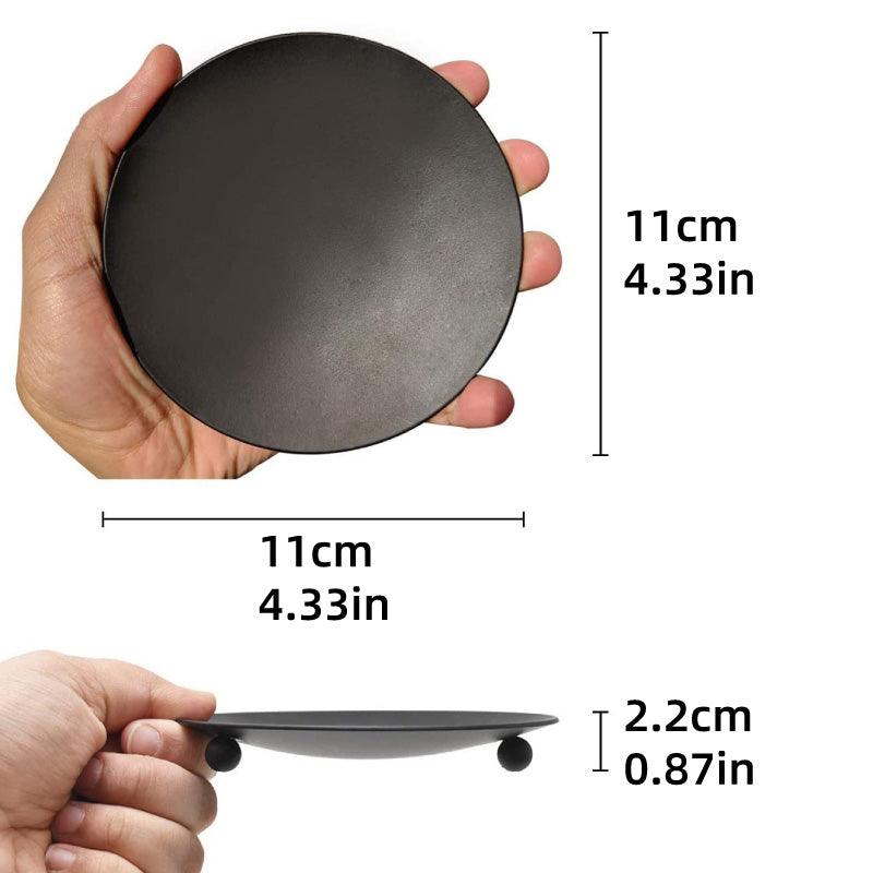 4pcs Iron Plate Candle Holder Aroma Base Tray for Decorative Candle Stand Set - Black 3