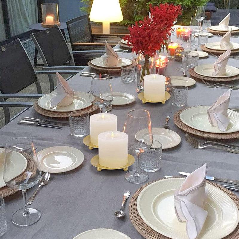 4pcs Iron Plate Candle Holder Aroma Base Tray for Decorative Candle Stand Set - Black 4