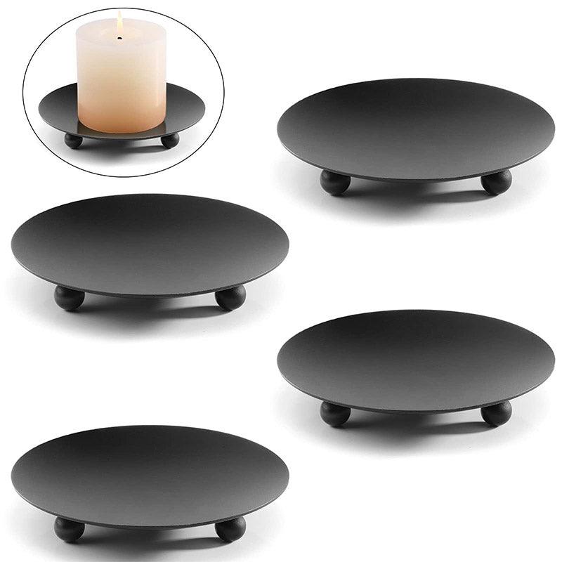 4pcs Iron Plate Candle Holder Aroma Base Tray for Decorative Candle Stand Set - Black 6