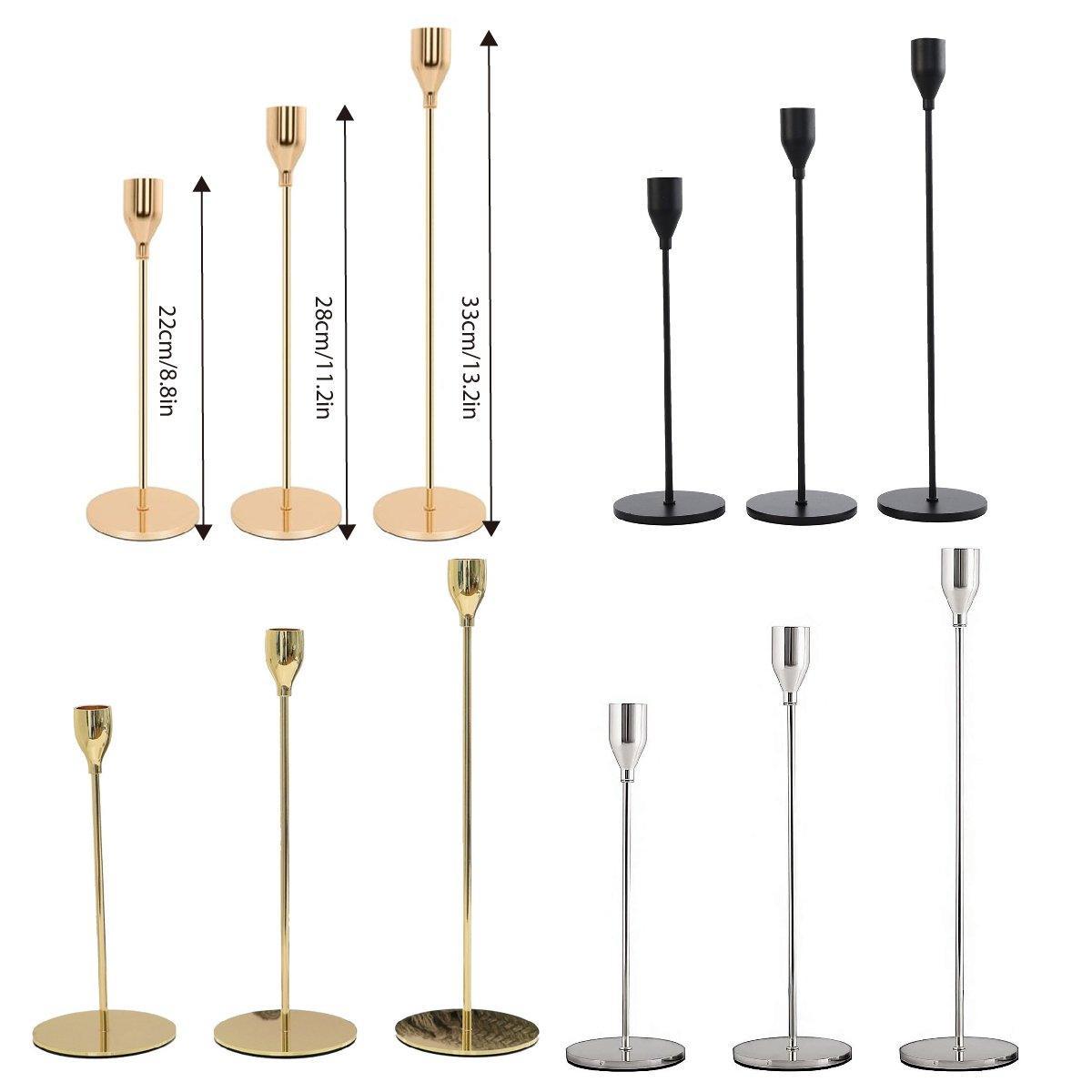 Set of 3 Decorative Candlestick Holder Candle Stand for Wedding / Dinner / Party - French Gold 3