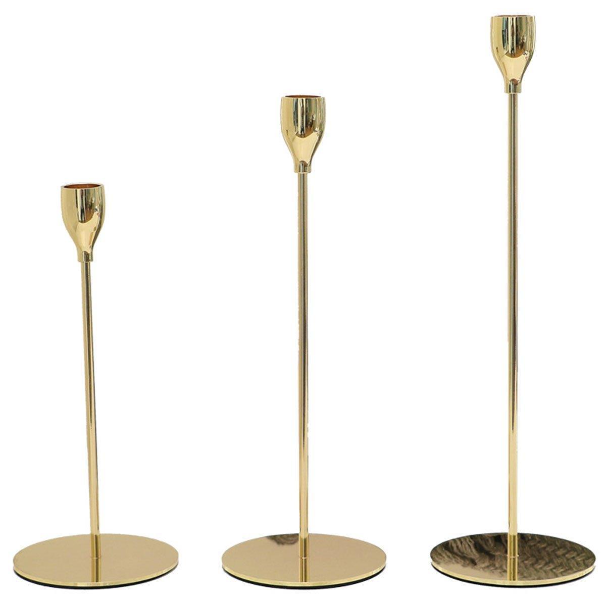 Set of 3 Decorative Candlestick Holder Candle Stand for Wedding / Dinner / Party - French Gold 8