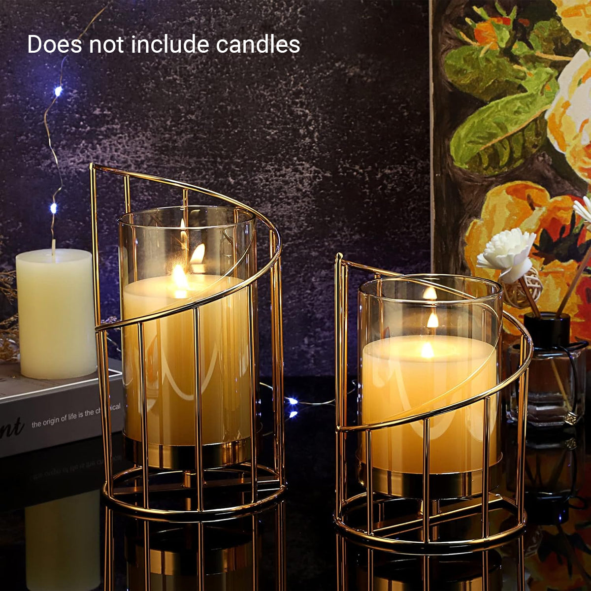 Wrought Iron Candle Holder Romantic Candlestick Ornament Dinner Table Decor Prop - S 4