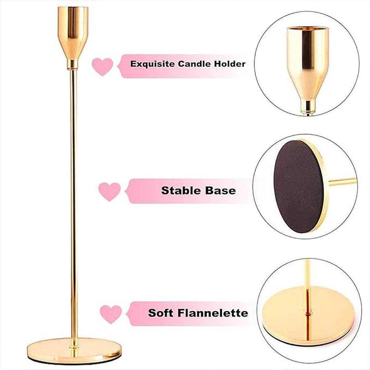 Set of 3 Decorative Candlestick Holder Candle Stand for Wedding / Dinner / Party - Gold 5