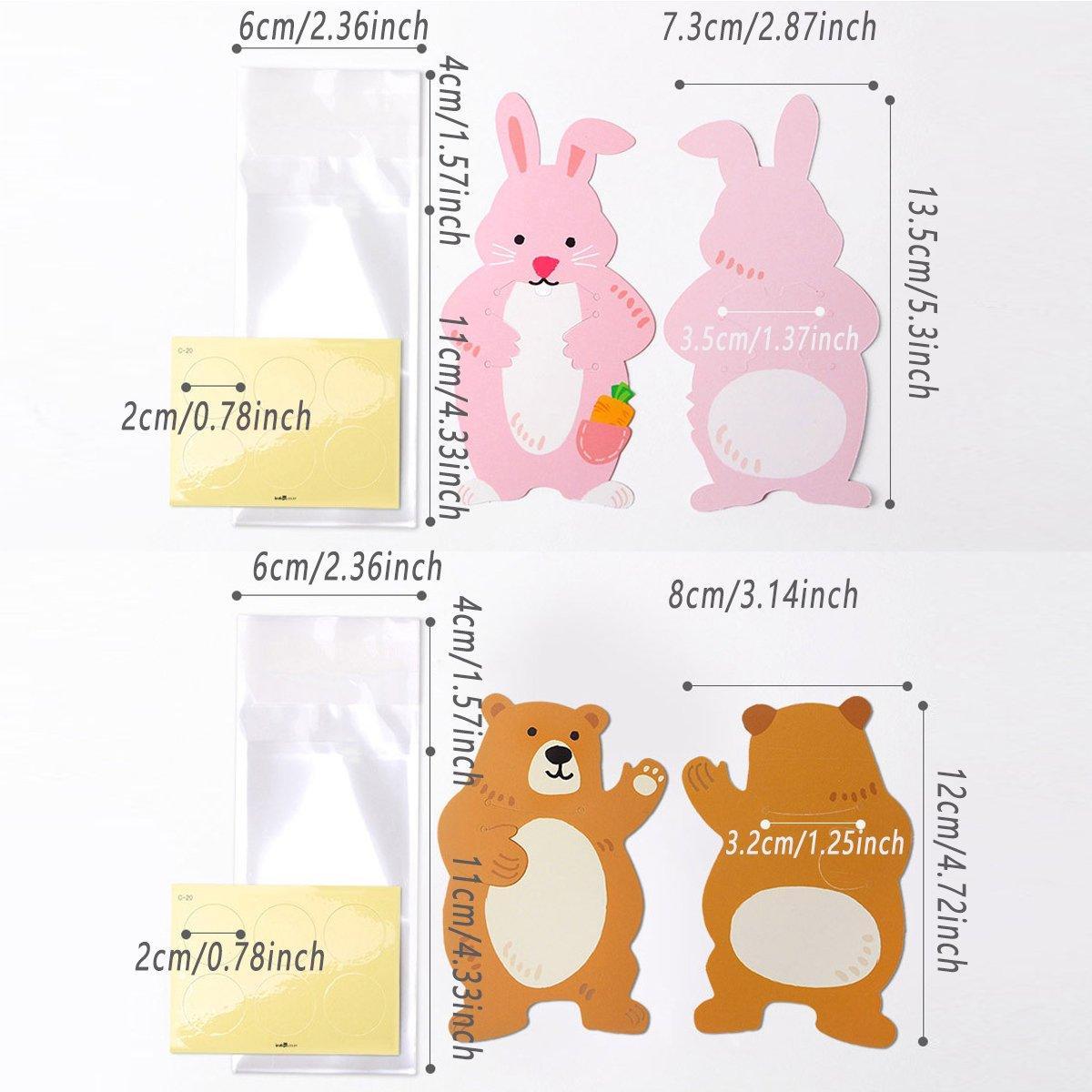100pcs Cute 3D Cartoon Animal Candy Bags for Party Favors Birthday Gift Wrapping - Cuddly Bear 4