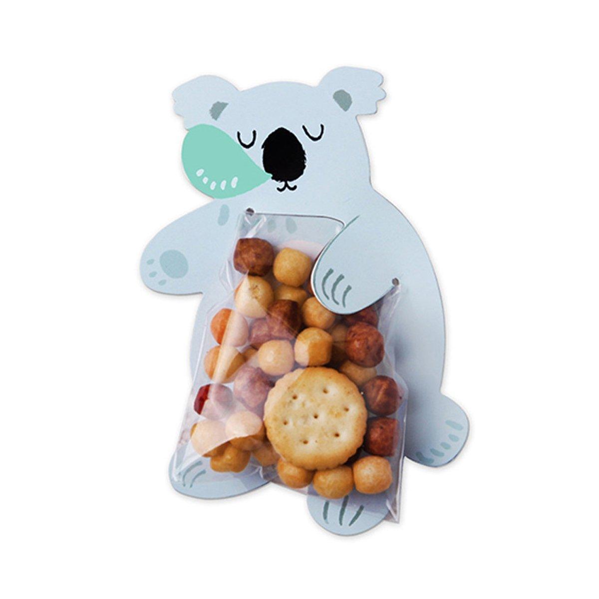 100pcs Cute 3D Cartoon Animal Candy Bags for Party Favors Birthday Gift Wrapping - Gray Fox 9