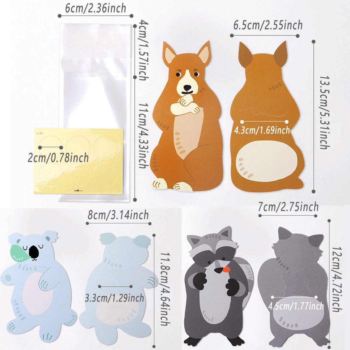 100pcs Cute 3D Cartoon Animal Candy Bags for Party Favors Birthday Gift Wrapping - Koalas 3