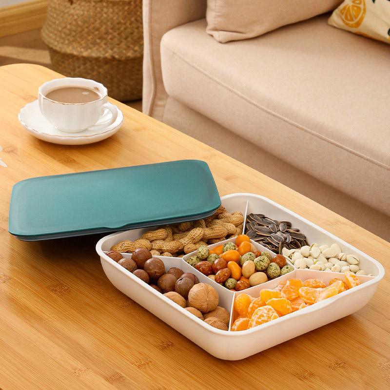 Plastic Fruit Plate Candy Box Dried Fruit Storage Box Snacks Nuts Tray Holder - Green 5