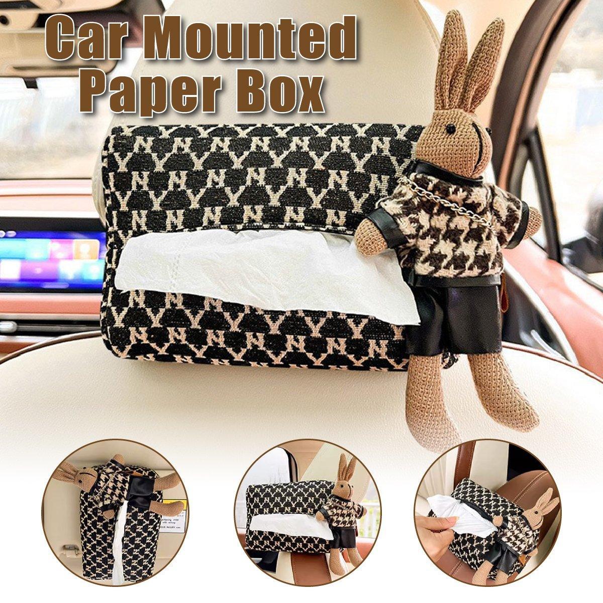 Car Tissue Box Cute Fabric Hanging Box for Car and Living Room Tissue Organizer