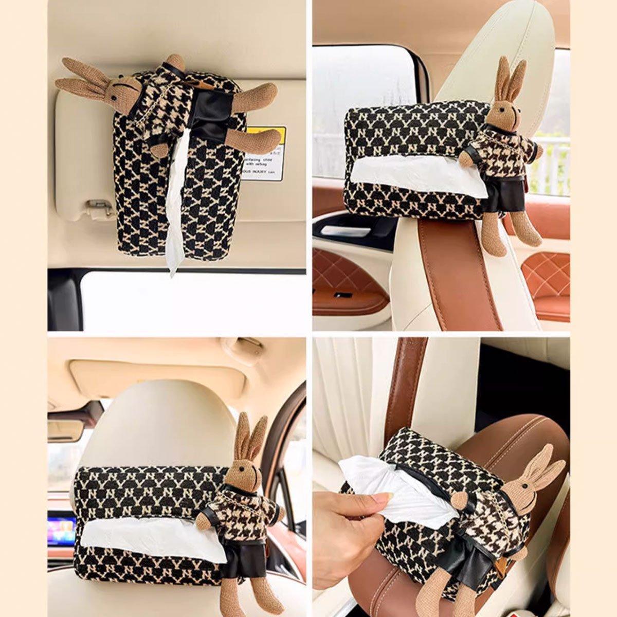 Car Tissue Box Cute Fabric Hanging Box for Car and Living Room Tissue Organizer 5