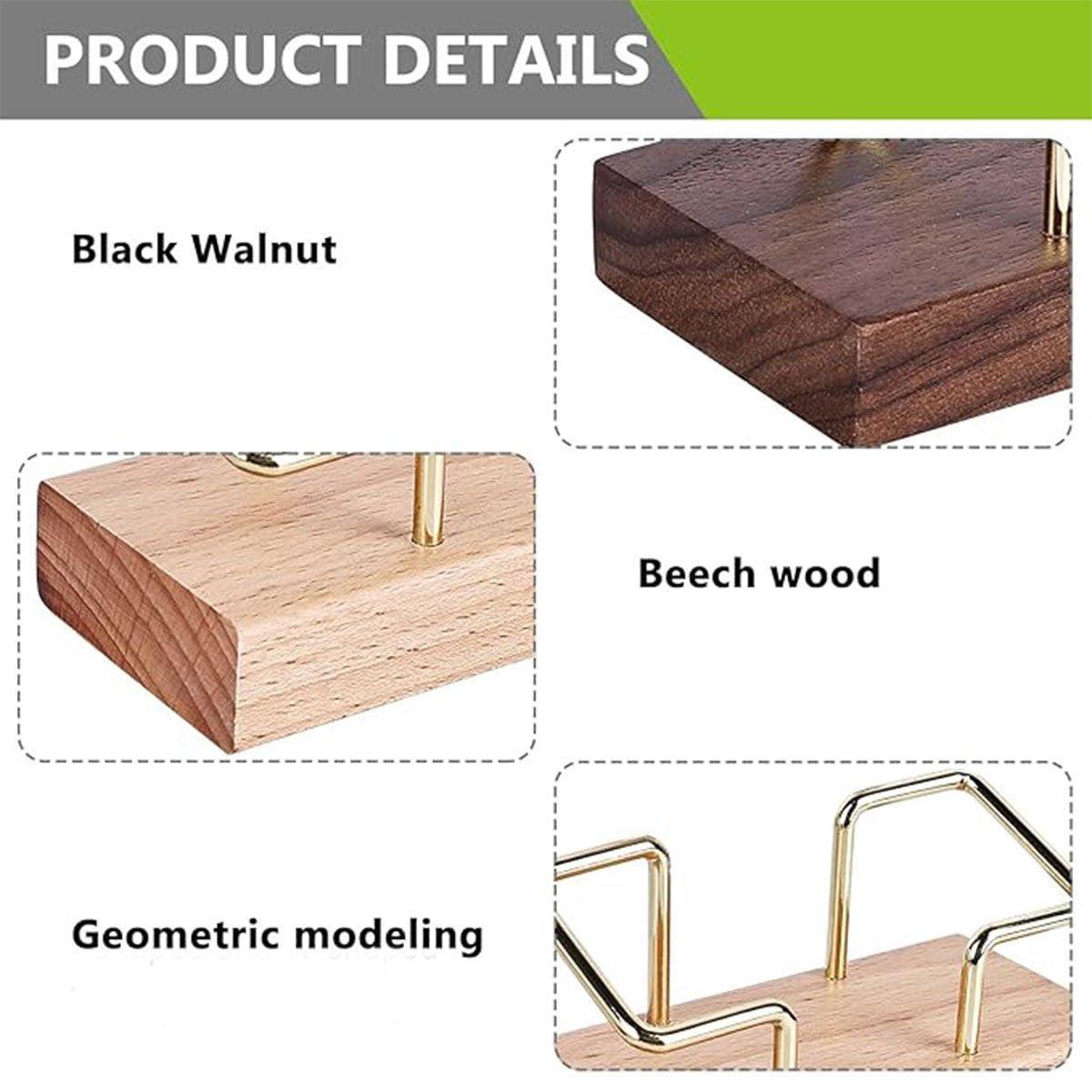 Business Card Holder Organizer Desk Display Stand Wooden Card Storage Box - Brown 4