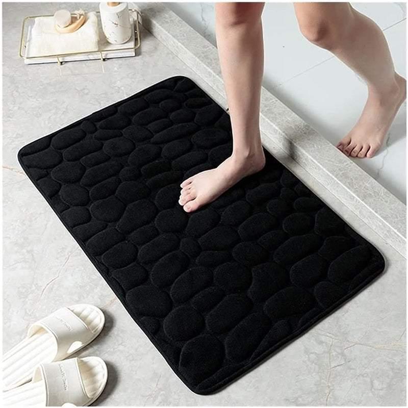 40x60cm Non-Slip Memory Foam Bath Mat Super Absorbent Floor Rug for Bathroom Use - Black 3