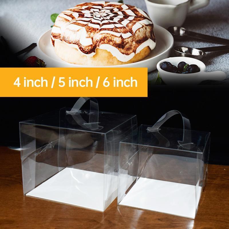 30x Transparent Disposable Cake Boxes with Handles Premium Quality Packagin - 30pcs-5inch-15*15*13cm 3