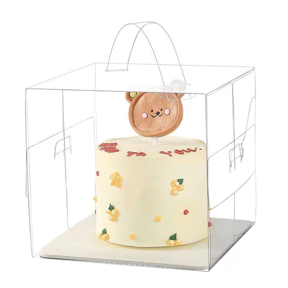 30x Transparent Disposable Cake Boxes with Handles Premium Quality Packagin - 30pcs-5inch-15*15*13cm 8