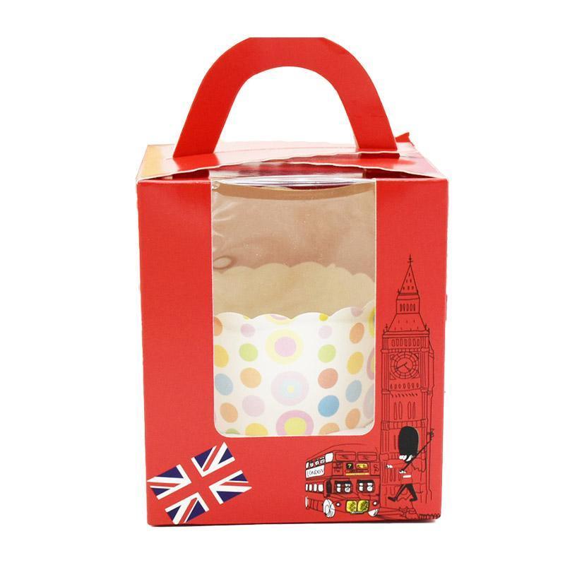 50x Assorted Color Muffin Cake Boxes with Clear Window & Handle High Quality - England style-50PCS 7