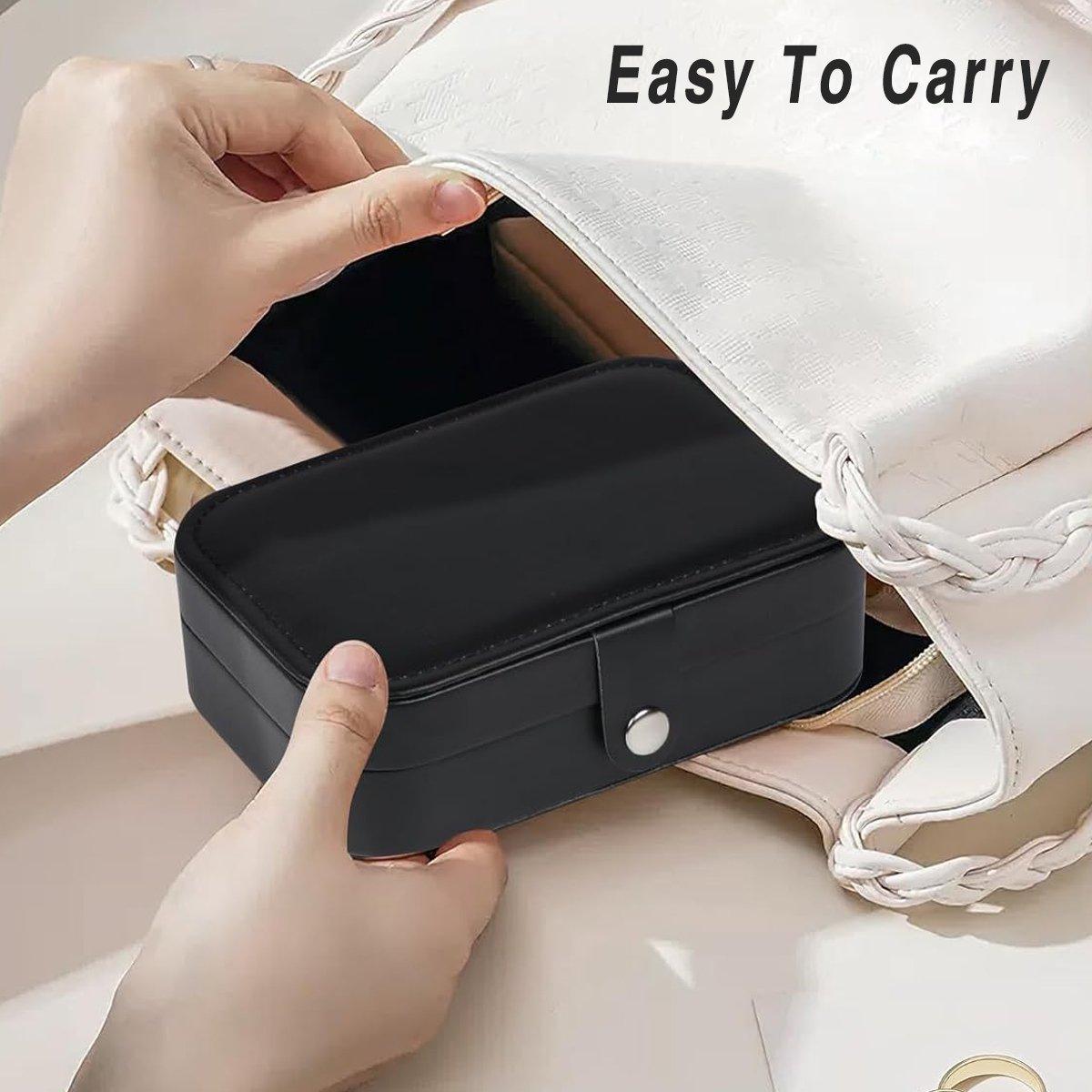 Black Travel Portable Jewelry Box Minimalist Jewelry Organizer Storage Case 5