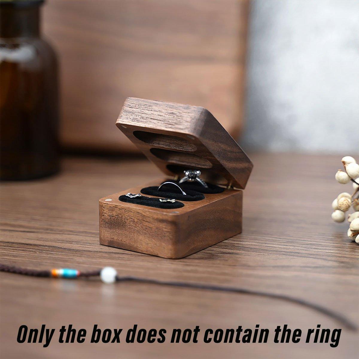 Wooden Ring Jewellery Box High Storage Box with Three Compartments for Rings 5