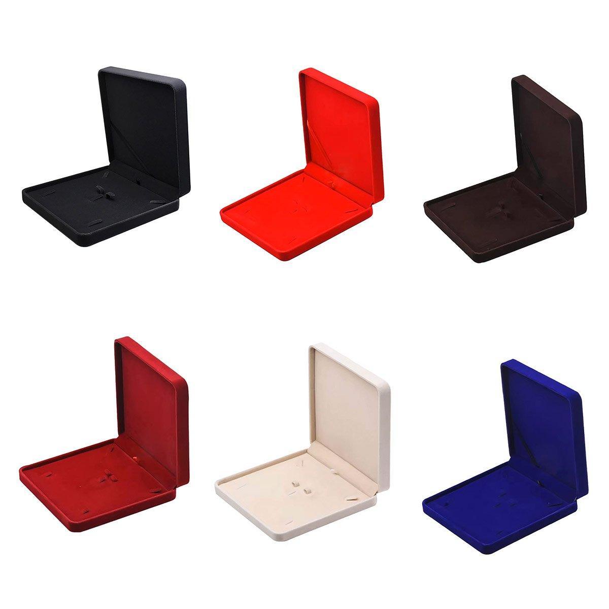 Flannel Jewelry Gift Box Necklace Ring Earring Bracelet Storage Display Case - Red