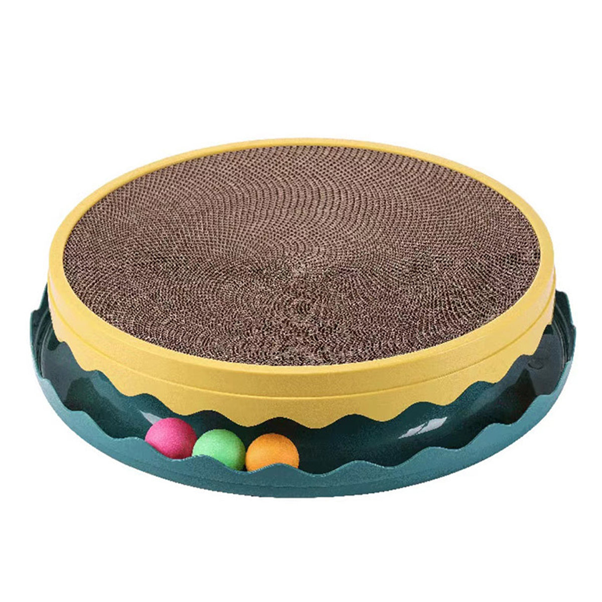Cat Scratcher Turntable Toy Large Round Corrugated Board Nest Scratch Resistant - Yellow 8