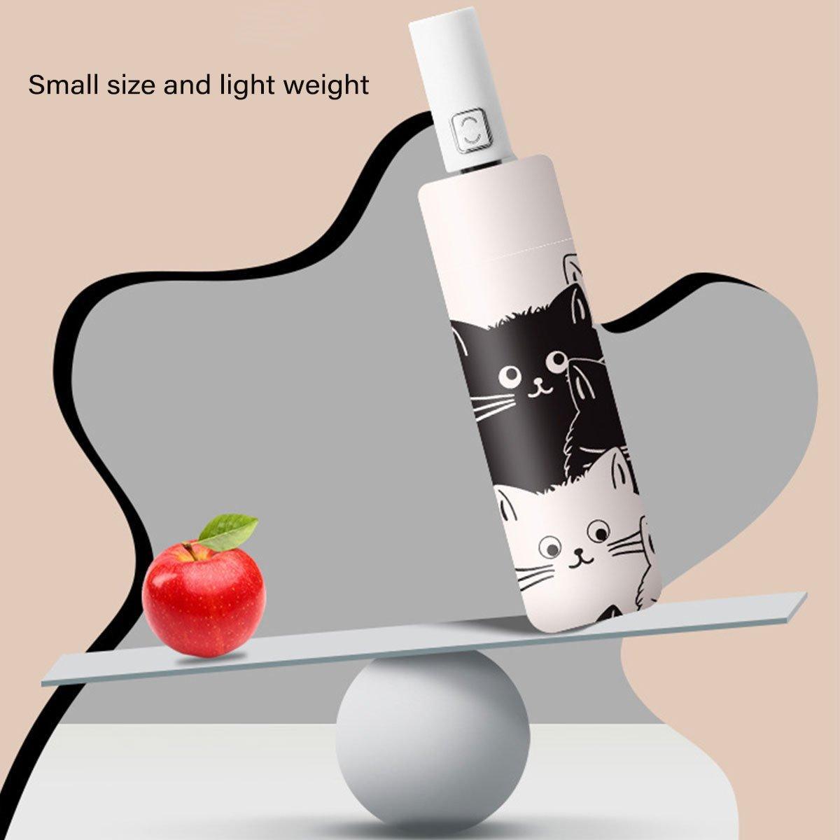1PC Cartoon Black White Cat Automatic Folding Sun Umbrella Anti-UV For Unisex 4